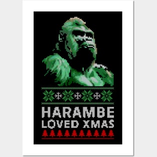 Harambe Loved Xmas -- Retro Ugly Sweater Posters and Art